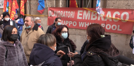 Una delle ultime manifestazioni degli operai Embraco a Roma, di fronte al Ministero per lo Sviluppo Economico
