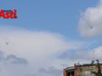 Gli elicotteri che volteggiavano oggi sopra la zona dello stadio - nelle restanti foto, le operazioni di controllo e bonifica  (Merphefoto)