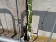 Un lampante esempio degli ammaloramenti della passerella pedonale del ponte ferroviario
