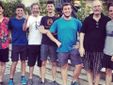 Da sx: Marco Alpan, Davide Salatino, Giordano Bezzi (presidente dell'associazione il Cammino di Dante), Luca Mombellardo, Michele Didoli, Oliviero Resta (Responsabile cartografia, logistica e comunicazione del Cammino) e Gabriele Biasin
