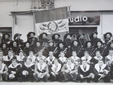 Foto di gruppo per la banda &quot;La Bersagliera&quot; a una festa di leva ann '50
