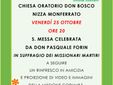 La locandina della messa che verrà officiata da don Pasquale