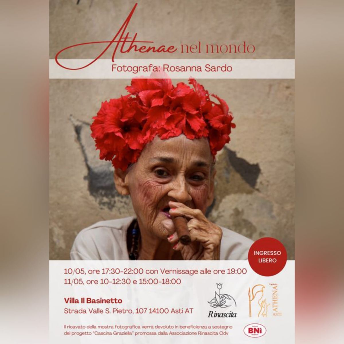 Un evento benefico di Bni Athena Asti, per le donne vittime di violenza con &quot;Athenae nel mondo&quot; della fotografa Rosanna Sardo