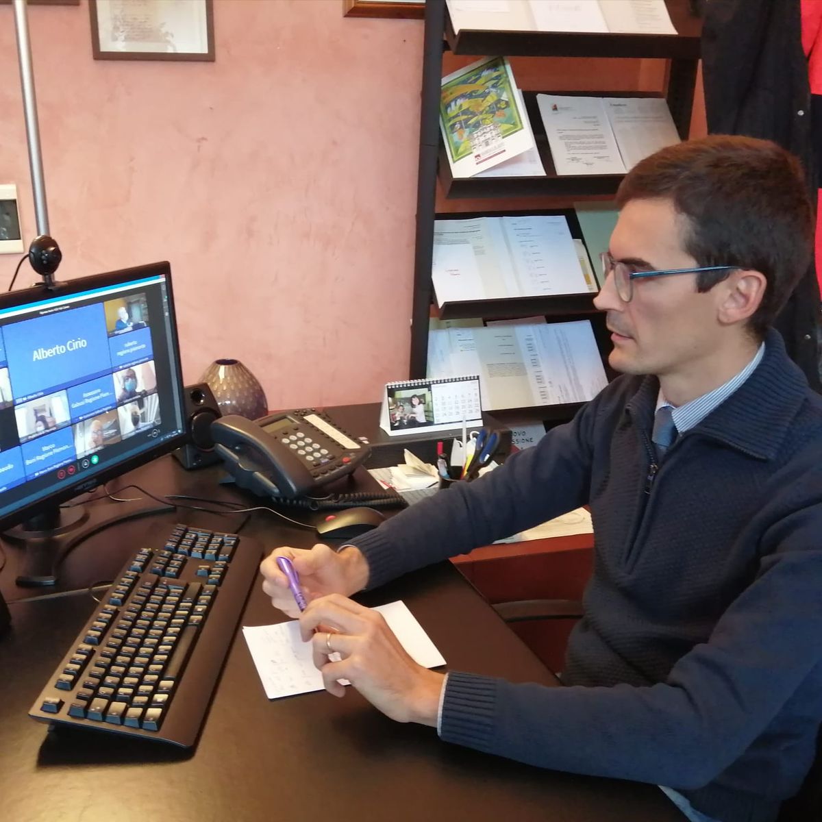 Il presidente Paolo Lanfranco durante il collegamento con il Ministro Paola De Micheli