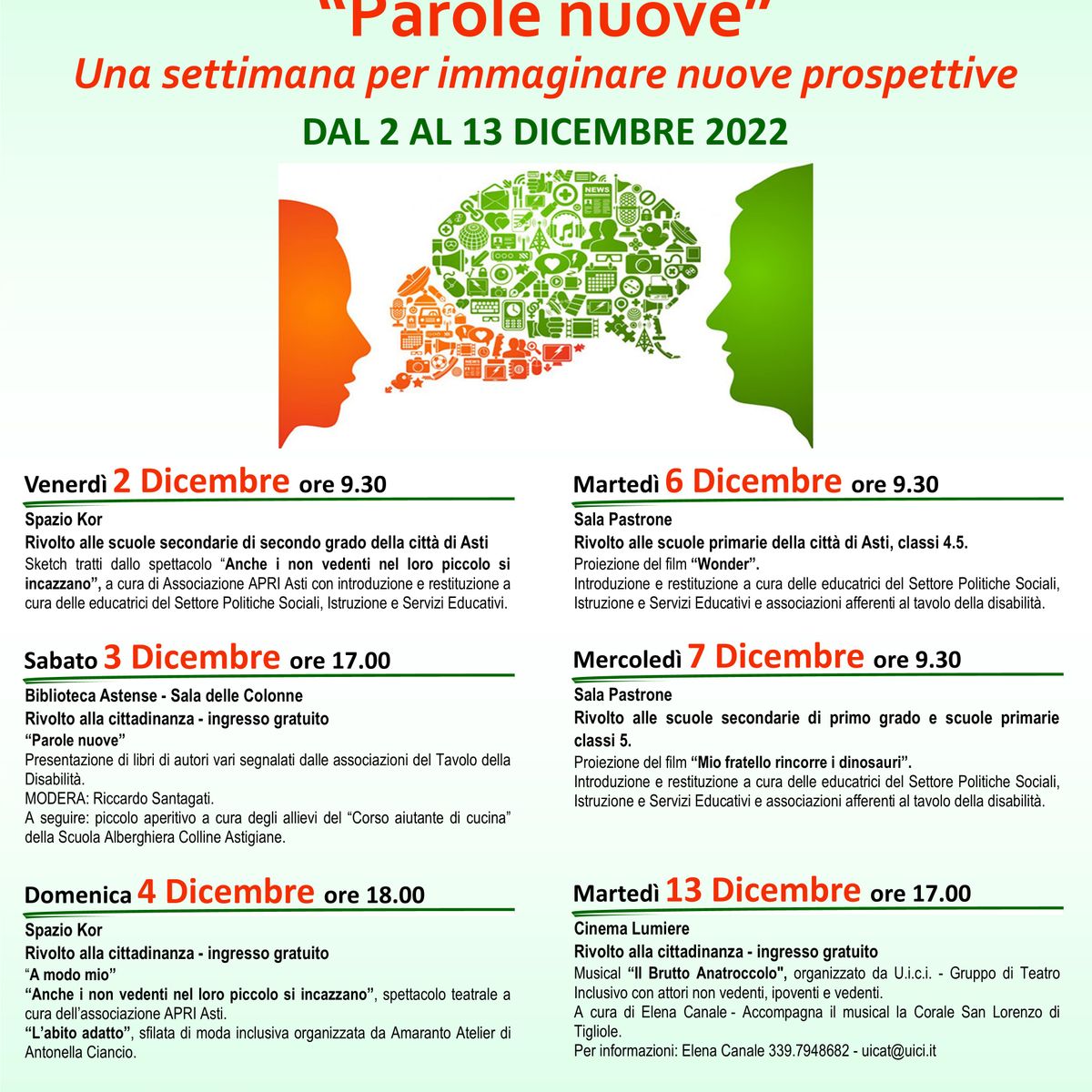 Ad Asti la Settimana dei diritti delle persone con disabilità, dal 2 al 13 dicembre