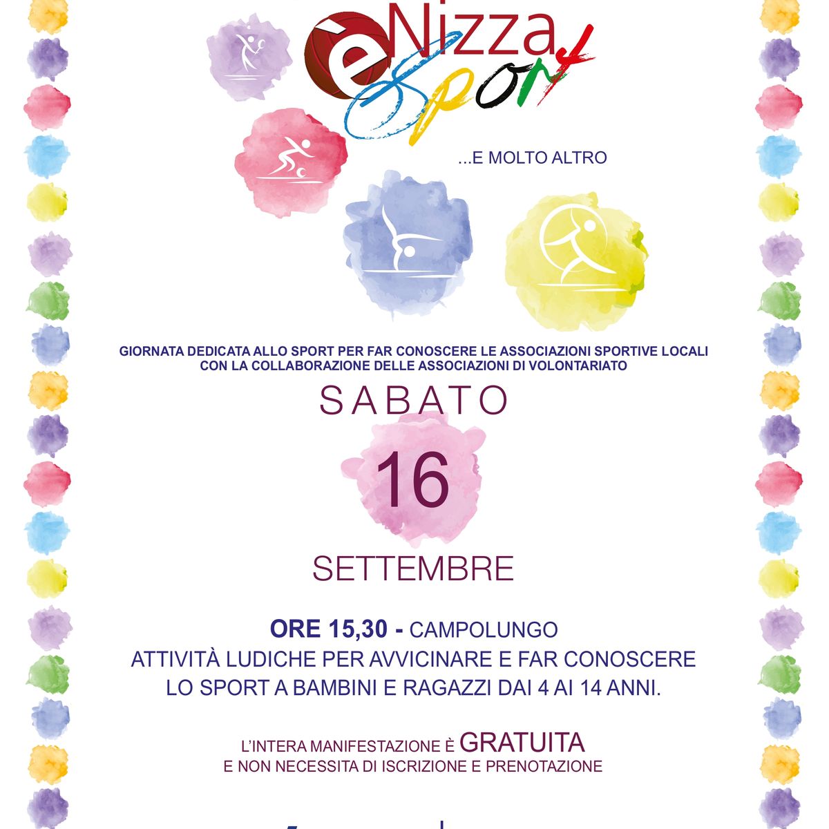 Arriva &quot;Nizza è Sport&quot; , manifestazione per far avvicinare e far conoscere lo sport ai bambini