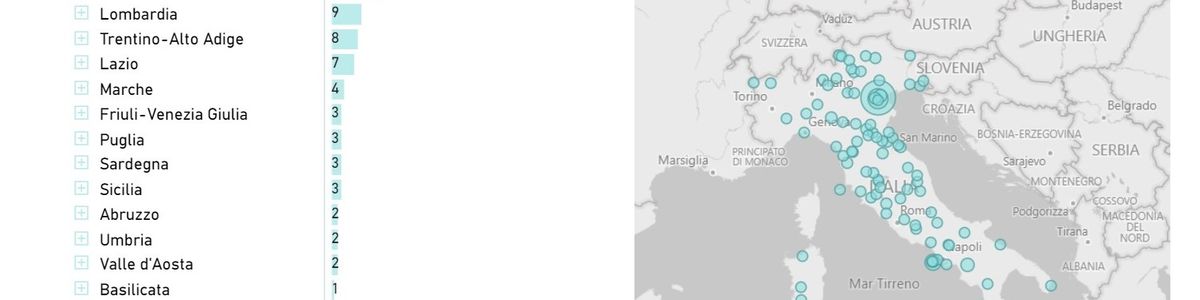 La mappa con la suddivisione regione per regione delle strutture accreditate al bonus
