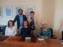 Da sinistra: la professoressa Sara Ostanel, il sindaco di Nizza Monferrato Simone Nosenzo, lo studente Gilberto Agatiello, l'Assessore alla Cultura Ausilia Quaglia e Laurana Lajolo