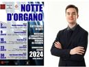 Collage tra la locandina della serata e l'organista Luca Gorla