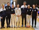 I tecnici Piccardi e Sartoris con la compagine della spada femminile (Club Scherma Associati)