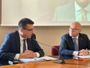 L'assessore alle infrastrutture strategiche e logistica della Regione Piemonte Enrico Bussalino e il consigliere delegato allo sviluppo economico, porti e logistica della Regione Liguria Alessio Piana,