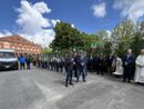 Un momento della cerimonia nel cortile dell’Anffas di  Asti