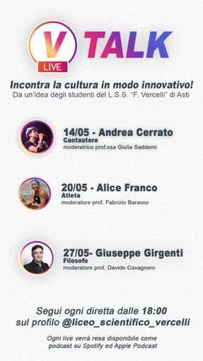 Attualità, musica, sport e filosofia nel salotto virtuale del Liceo Vercelli, aperto a tutte le scuole astigiane Attualità, musica, sport e filosofia nel salotto virtuale del Liceo Vercelli, aperto a tutte le scuole astigiane