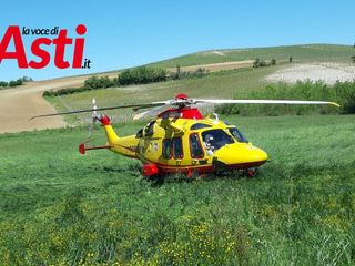 L'elisoccorso intervenuto stamattina (immagine pubblicata per gentile concessione della squadra della Croce Verde di Montemagno)