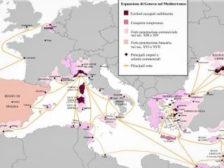 Espansione e rotte commerciali della Repubblica di Genova “ Compagna Communis Ianuensis “ (immagine tratta da www.giustiniani.info)