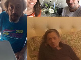 Davide Giannitrapani con la compagna, nelle altre due immagini i suoi genitori