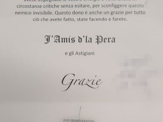 La lettera che ha accompagnato la donazione