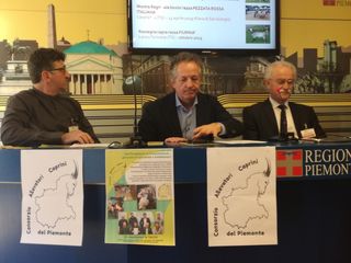 Un altro momento della conferenza stampa di presentazione del nuovo marchio, al centro dell'immagine l'assessore Giorgio Ferrero