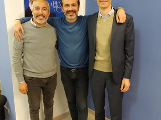 I due candidati (a sinistra Carosso, a destra Lanfranco) ritratti con il segretario provinciale Giaccone