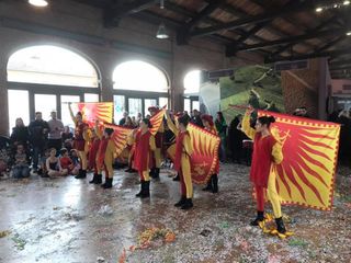 Sbandieratori al carnevale in maschera