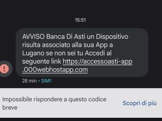 L'SMS 'civetta' inviato dai truffatori