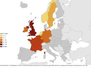 La mappa dell'ECDC/EFSA sull'epidemia di salmonella in Europa