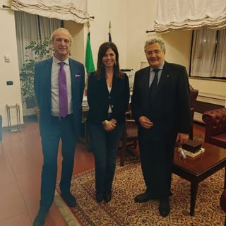 Foto incontro, nell'ordine  da sx a dx: Grieco, Floridia, Zumerle a Roma