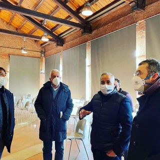 Il vicepresidente Carosso con il sindaco di Nizza, Simone Nosenzo, e il Direttore del Distretto ASL-AT dottor Antonio Parisi