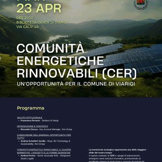 A Viarigi un incontro informativo sulle Comunità Energetiche Rinnovabili