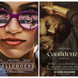 Collage fotografico con i poster dei  nuovi film di Luca Guadagnino e Daniele Luchetti
