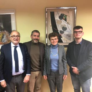 Il presidente di Politeia Maurizio Carcione, il professor Giorgio Barberis, l'assessore alla cultura Ausilia Quaglia, il membro di Politeia Edoardo Scarrone