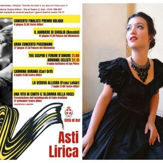 Collage fotografico tra la locandina della rassegna e la soprano Irene Celle