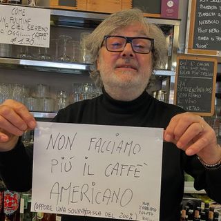 La risposta ai dazi Usa del bar Roma di Santo Stefano Belbo (Ph Facebook di Filippo Larganà)