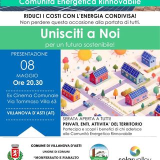Villanova d’Asti, approvato il piano per la Comunità Energetica Rinnovabile