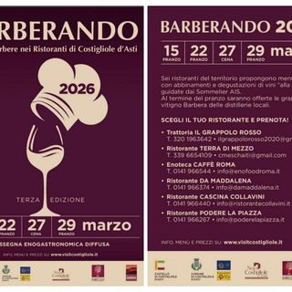 A Costigliole quattro appuntamenti per celebrare la Barbera e la cucina locale