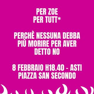 Asti scende  in piazza per Zoe Trinchero con Non una di meno: "Perché nessuna debba più morire per avere detto no"