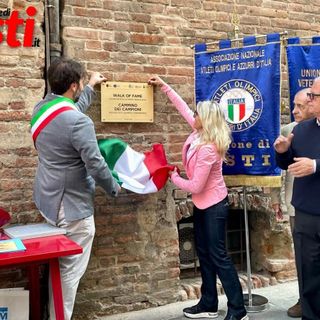 L'inaugurazione della targa del "Cammino dei Campioni"