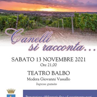 La locandina dell'appuntamento in programma sabato 13  al Teatro Balbo di Canelli