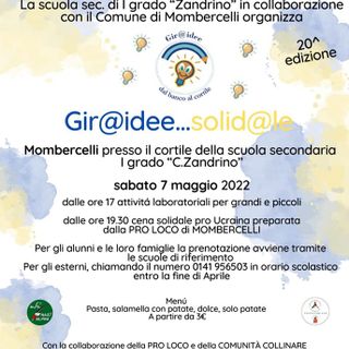 Il 7 maggio a Mombercelli torna in presenza l'evento &quot;Gir@idee...solid@le dal banco al cortile&quot;