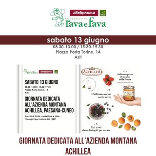 Succhi di frutta, marmellate biologiche di grande qualità, nella giornata dedicata ad Achillea