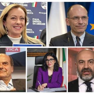 Nel collage fotografico, alcuni dei 'big' politici in arrivo in città nei prossimi giorni. In senso orario: Giorgia Meloni, Enrico Letta, Gianluigi Paragone, Fabiana Dadone e Pier Luigi Bersani