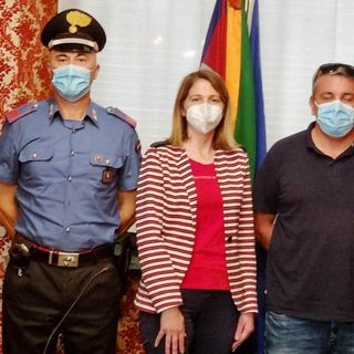 Il sindaco Macchia con Forneris e De Simone in un’immagine scattata durante la pandemia