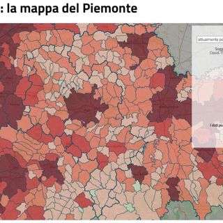 Uno stralcio della mappa interattiva Covid-19 pubblicata dalla Regione Piemonte
