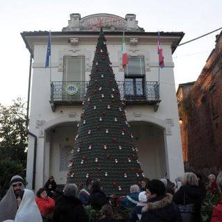 A Scurzolengo è arrivato il Natale con un albero in pizzo alto sei metri
