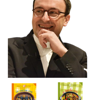 Don Andrea Ciucci in un collage fotografico con i due libri di cui è autore