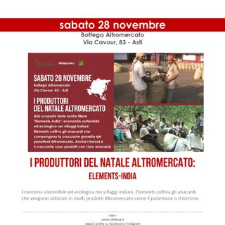 Alla Bottega Rava e Fava di via Cavour ad Asti, giornata dedicata ad Elements, nel Kerala per sviluppare economia sostenibile