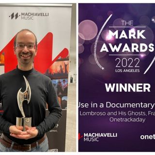 Francesco Cerrato con il premio ricevuto (immagini tratte dalla sua pagina Facebook)