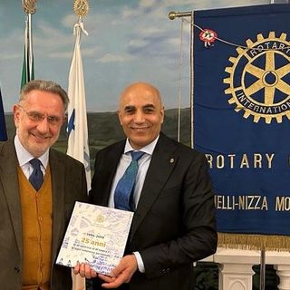 Beppe Gandolfo con i presidente del R.C. Canelli-Nizza Monferrato