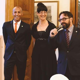 Da sx: Bader Abdouni, Monica Nota e Ivan Beltrame