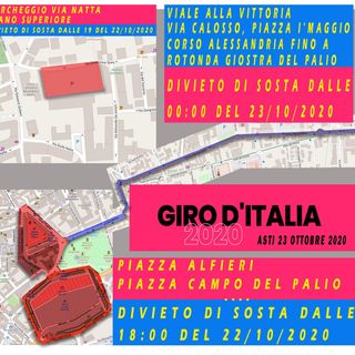 Tutti i cambiamenti alla viabilità in occasione dell’arrivo ad Asti del Giro d’Italia